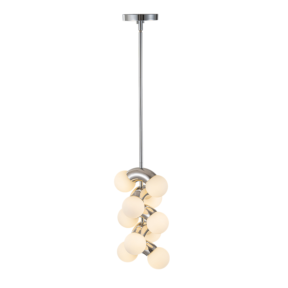 10-Light Modern Cylindrical Module Multi-Tiered Geometric Pendant Light in Opal Glass Globe For Bedroom Study Room Living Room