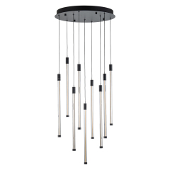 Modern Black Dimmable Warm White LED Multi-Light Chandelier Cluster High Ceiling Pendant Light for Staircase Stairway Living Room