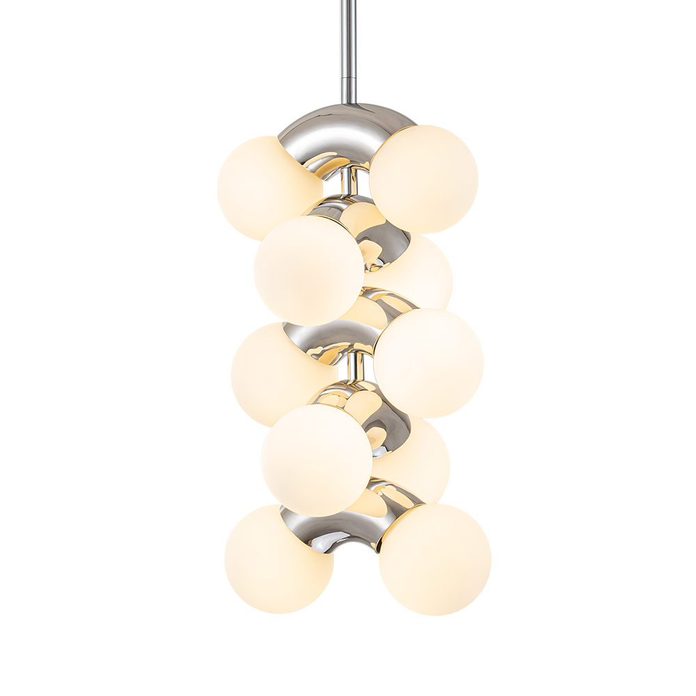 10-Light Modern Cylindrical Module Multi-Tiered Geometric Pendant Light in Opal Glass Globe For Bedroom Study Room Living Room