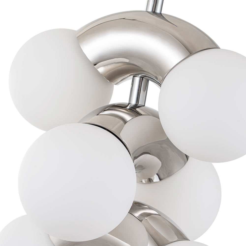 10-Light Modern Cylindrical Module Multi-Tiered Geometric Pendant Light in Opal Glass Globe For Bedroom Study Room Living Room