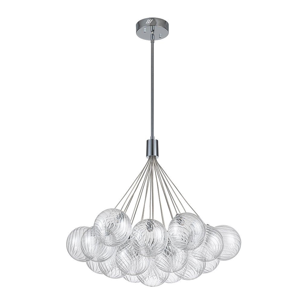 Glam Modern Dimmable LED Cluster Bubble Chandelier with Swirled Glass Design for Living Room/ Dining Room/ Restaurant/ Bedroom