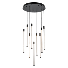 Modern Black Dimmable Warm White LED Multi-Light Chandelier Cluster High Ceiling Pendant Light for Staircase Stairway Living Room
