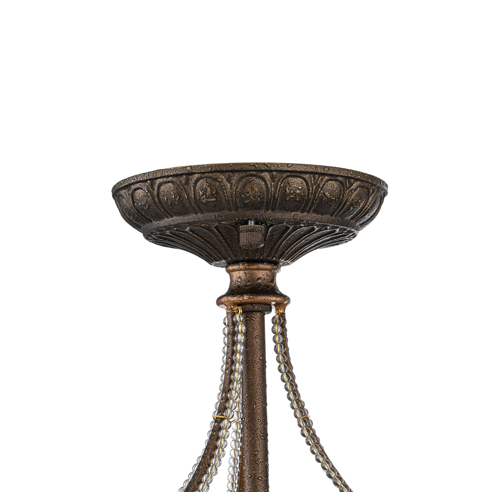 Modern Roman Style 3-Light Dark Bronze Semi Flush Mount Chandelier with Crystal Beads for Study Room Dining Room Bedside