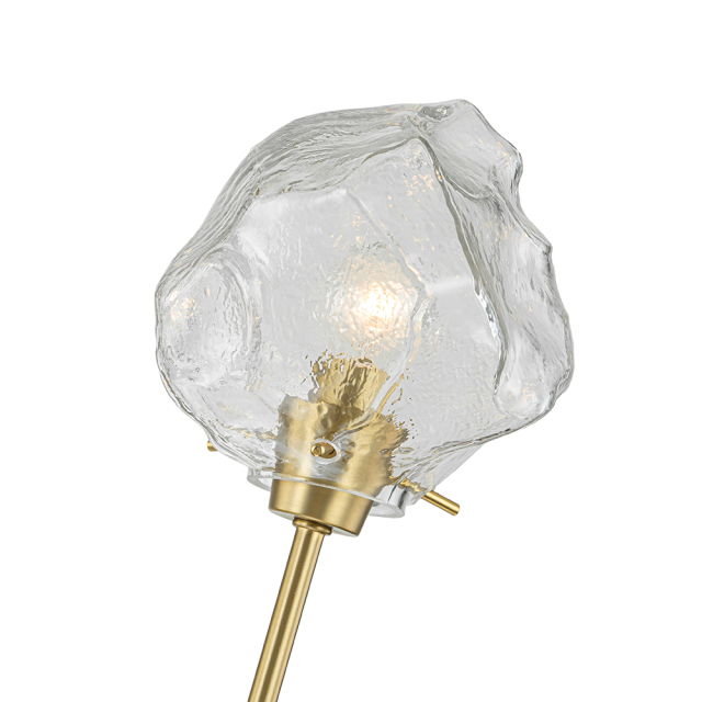 Glam Modern Branching Ice Glass Shade Chandelier in Brass Finish for Living Room/ Dining Room/ Kitchen