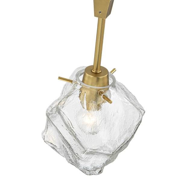 Glam Modern Branching Ice Glass Shade Chandelier in Brass Finish for Living Room/ Dining Room/ Kitchen