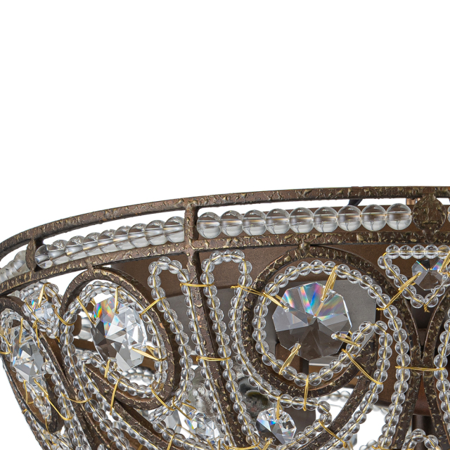 Decorative Modern Roman Style 3-Light Flush Mount Chandelier with Crystal Glass Beads for Study Room Dining Room Bedside