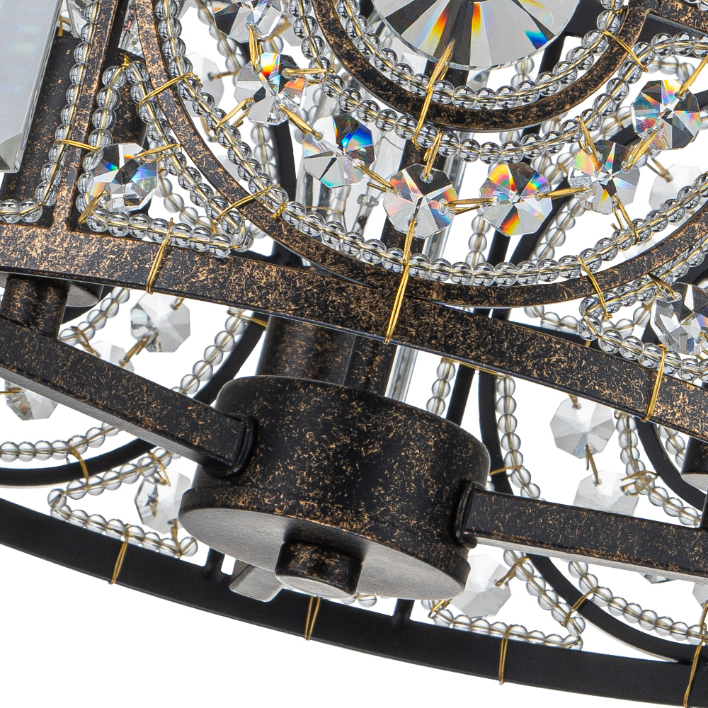 Modern Retro Style 3-Light Bronze Semi Flush Mount Cage Chandelier for Hallway Entryway Kitchen Bedroom Living Room