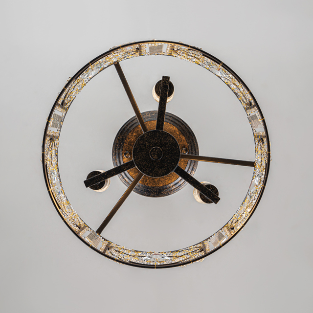 Modern Roman Style 3-Light Dark Bronze Semi Flush Mount Chandelier with Crystal Beads for Study Room Dining Room Bedside