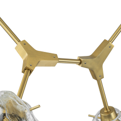 Modern Glam Branching Ice Glass Shade Chandelier Brass Island Hanging Light for Living Room/ Dining Room/ Kitchen