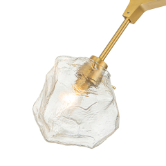 Modern Glam Branching Ice Glass Shade Chandelier Brass Island Hanging Light for Living Room/ Dining Room/ Kitchen