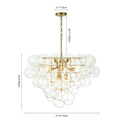 Glam Modern Cluster Petal Glass Bubble Chandelier Large Sputnik Hanging Light Fixture for Dining Room Living Room Bedroom