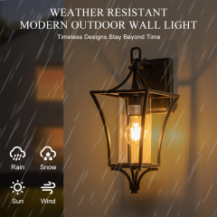 IP44 Modern Outdoor Lantern Wall Sconce Waterproof Indoor Porch Light Fixture with Dusk to Dawn