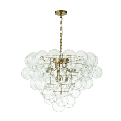Glam Modern Cluster Petal Glass Bubble Chandelier Large Sputnik Hanging Light Fixture for Dining Room Living Room Bedroom