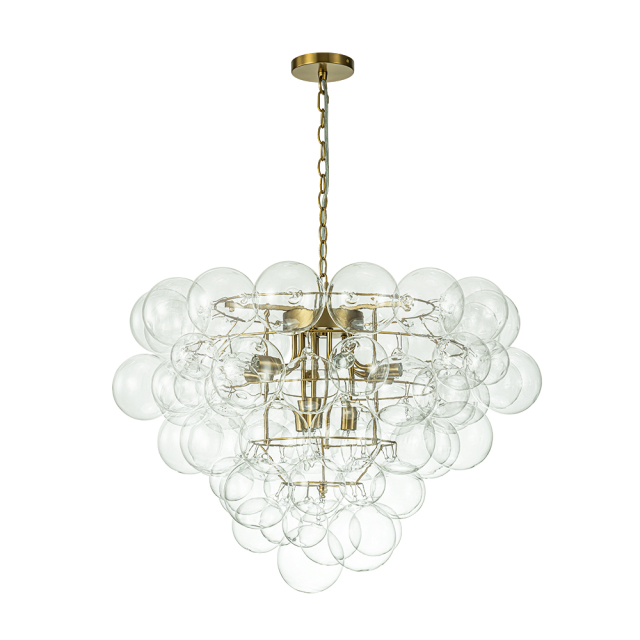 Glam Modern Cluster Petal Glass Bubble Chandelier Large Sputnik Hanging Light Fixture for Dining Room Living Room Bedroom