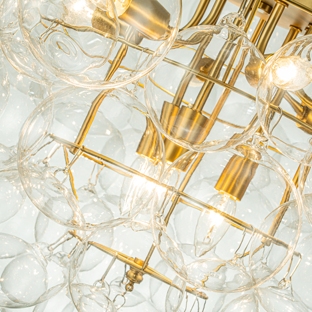 Glam Modern Cluster Petal Glass Bubble Chandelier Large Sputnik Hanging Light Fixture for Dining Room Living Room Bedroom
