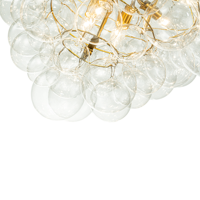 Glam Modern Cluster Petal Glass Bubble Chandelier Large Sputnik Hanging Light Fixture for Dining Room Living Room Bedroom