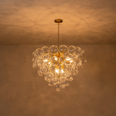 Glam Modern Cluster Petal Glass Bubble Chandelier Large Sputnik Hanging Light Fixture for Dining Room Living Room Bedroom