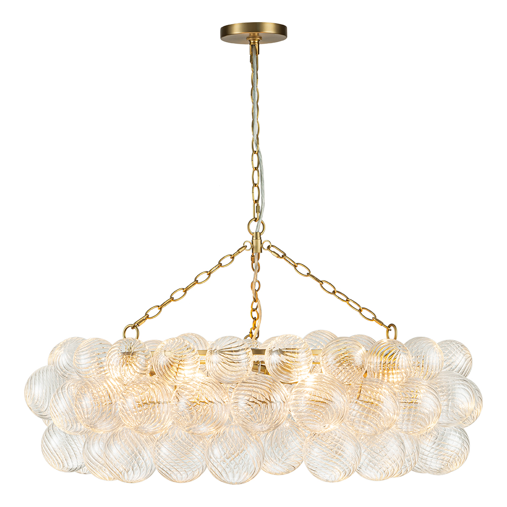 Luxury Large Modern Cluster Cloud Bubble Chandelier Ribbed Glass Brass Hanging Light for Dining Room Living Room Bedroom