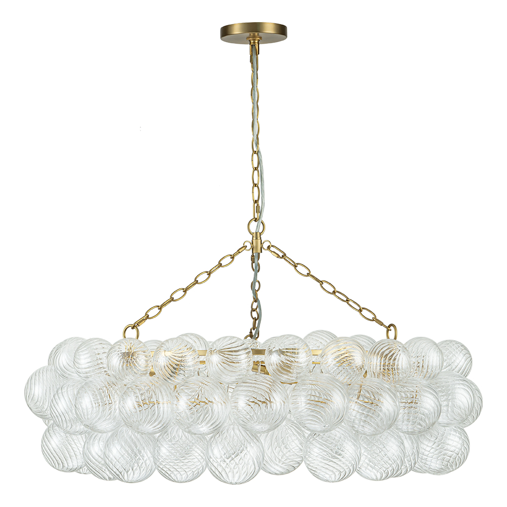 Luxury Large Modern Cluster Cloud Bubble Chandelier Ribbed Glass Brass Hanging Light for Dining Room Living Room Bedroom