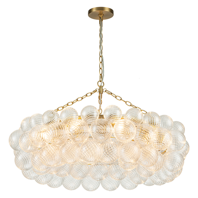 Glam Modern Cluster Grape Bubble Chandelier Clear Glass Sputnik Hanging Light Fixture for Dining Room Living Room Bedroom