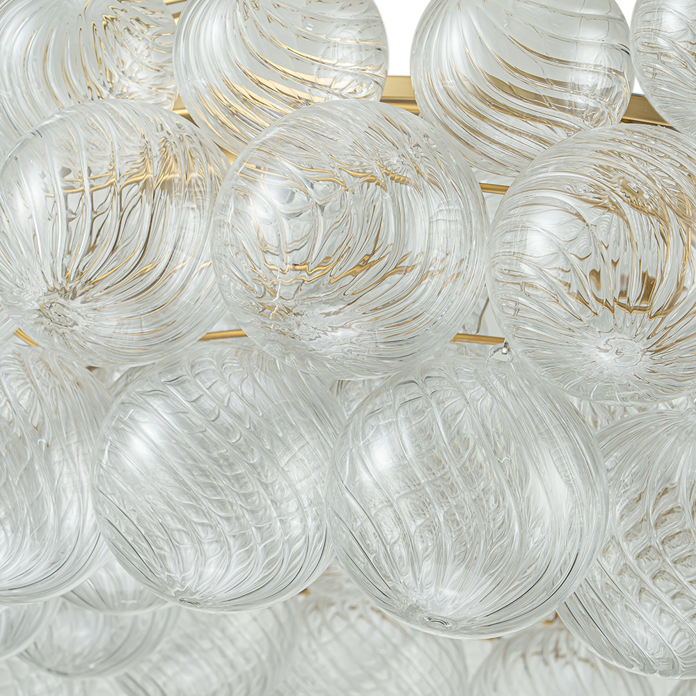 Luxury Large Modern Cluster Cloud Bubble Chandelier Ribbed Glass Brass Hanging Light for Dining Room Living Room Bedroom