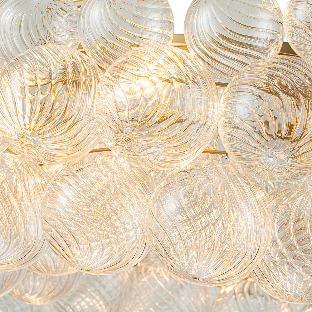 Luxury Large Modern Cluster Cloud Bubble Chandelier Ribbed Glass Brass Hanging Light for Dining Room Living Room Bedroom