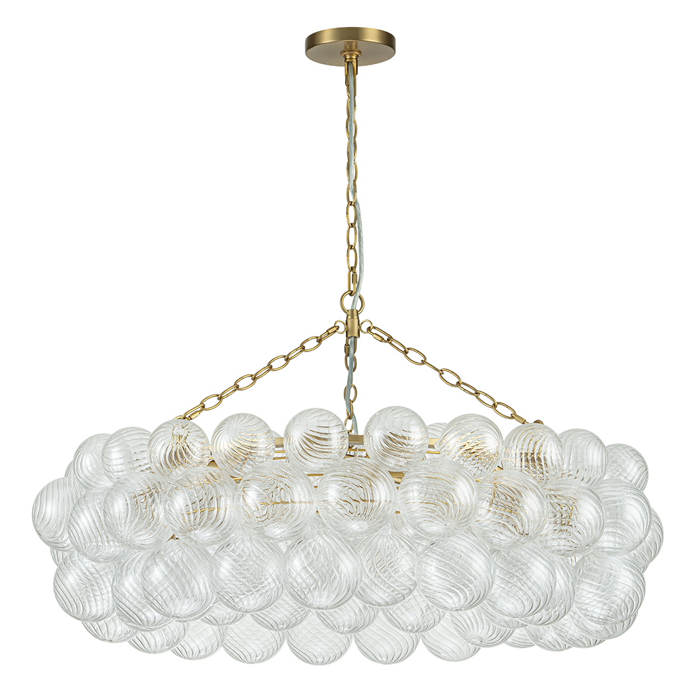 Luxury Large Modern Cluster Cloud Bubble Chandelier Ribbed Glass Brass Hanging Light for Dining Room Living Room Bedroom