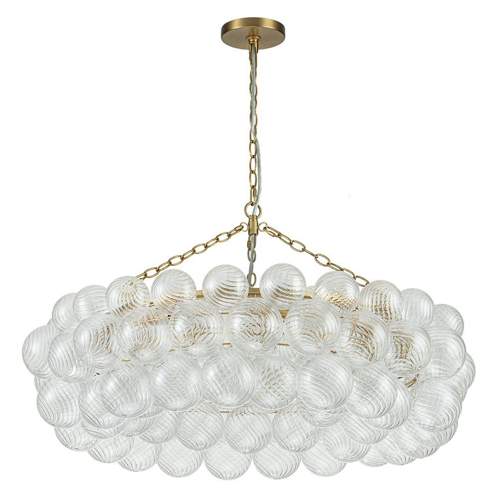 Luxury Large Modern Cluster Cloud Bubble Chandelier Ribbed Glass Brass Hanging Light for Dining Room Living Room Bedroom