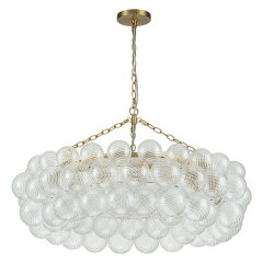 Glam Modern Cluster Grape Bubble Chandelier Clear Glass Sputnik Hanging Light Fixture for Dining Room Living Room Bedroom