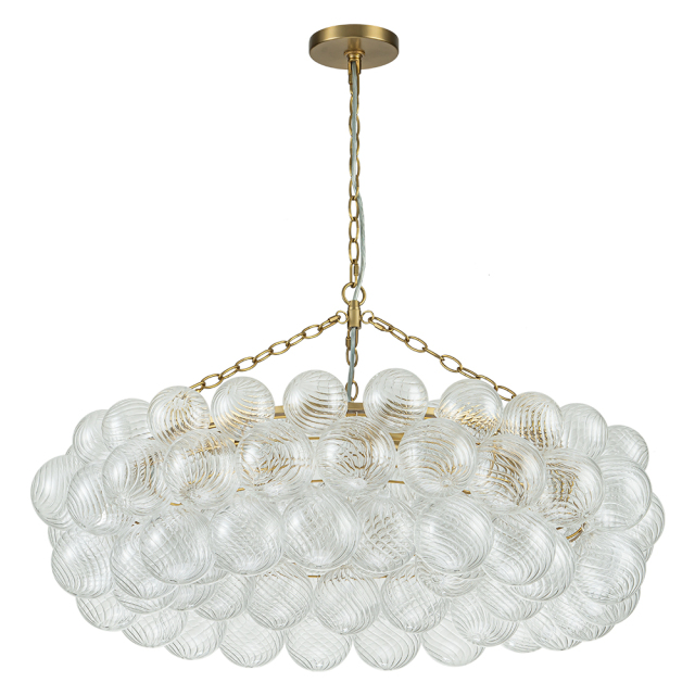 Glam Modern Cluster Grape Bubble Chandelier Clear Glass Sputnik Hanging Light Fixture for Dining Room Living Room Bedroom