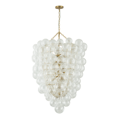Glam Luxury Modern Cluster Pineapple Bubble Ribbed Glass Chandelier Entry Hanging Light Fixture for Dining Room Living Room Bedroom