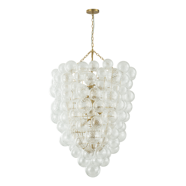 Glam Luxury Modern Cluster Pineapple Bubble Ribbed Glass Chandelier Entry Hanging Light Fixture for Dining Room Living Room Bedroom