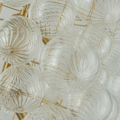 Glam Luxury Modern Cluster Pineapple Bubble Ribbed Glass Chandelier Entry Hanging Light Fixture for Dining Room Living Room Bedroom