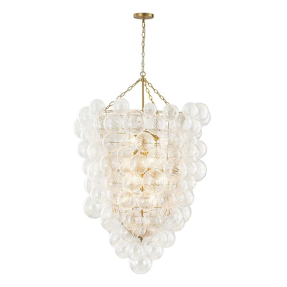Glam Luxury Modern Cluster Pineapple Bubble Ribbed Glass Chandelier Entry Hanging Light Fixture for Dining Room Living Room Bedroom