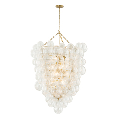 Glam Luxury Modern Cluster Pineapple Bubble Ribbed Glass Chandelier Entry Hanging Light Fixture for Dining Room Living Room Bedroom