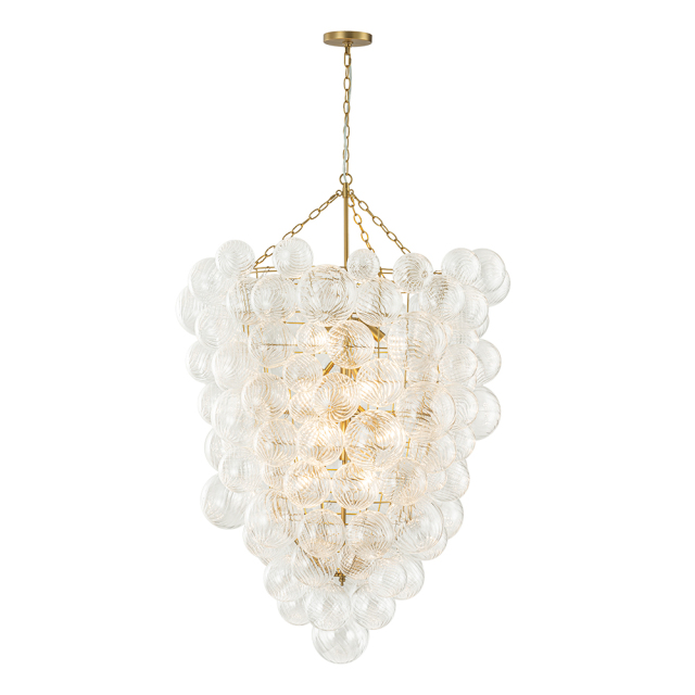 Glam Luxury Modern Cluster Pineapple Bubble Ribbed Glass Chandelier Entry Hanging Light Fixture for Dining Room Living Room Bedroom