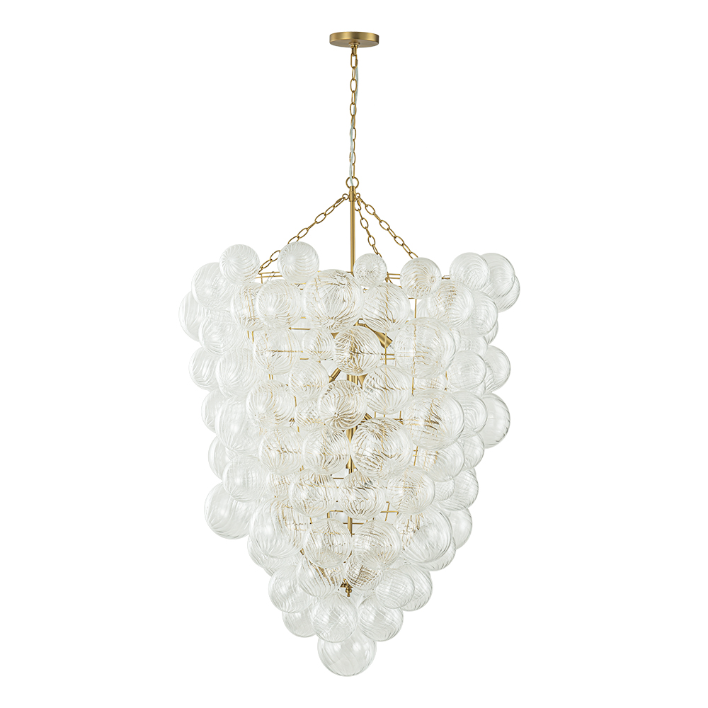 Glam Luxury Modern Cluster Pineapple Bubble Ribbed Glass Chandelier Entry Hanging Light Fixture for Dining Room Living Room Bedroom