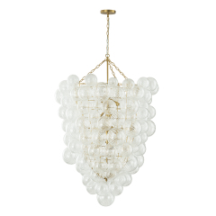 Glam Luxury Modern Cluster Pineapple Bubble Ribbed Glass Chandelier Entry Hanging Light Fixture for Dining Room Living Room Bedroom