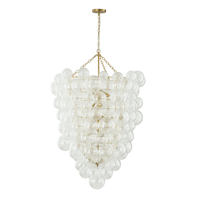 Glam Luxury Modern Cluster Pineapple Bubble Ribbed Glass Chandelier Entry Hanging Light Fixture for Dining Room Living Room Bedroom