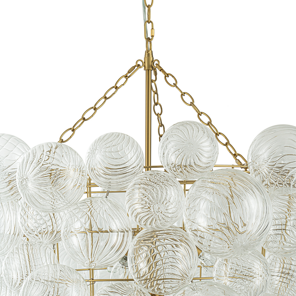 Glam Luxury Modern Cluster Pineapple Bubble Ribbed Glass Chandelier Entry Hanging Light Fixture for Dining Room Living Room Bedroom