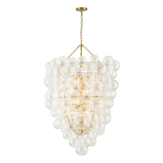 Glam Luxury Modern Cluster Pineapple Bubble Ribbed Glass Chandelier Entry Hanging Light Fixture for Dining Room Living Room Bedroom