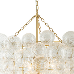 Glam Luxury Modern Cluster Pineapple Bubble Ribbed Glass Chandelier Entry Hanging Light Fixture for Dining Room Living Room Bedroom