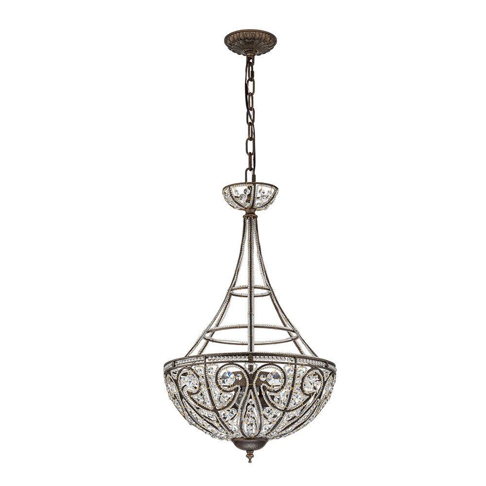 Modern Elizabeth Style 4-Light Antique Bronze Empire Chandelier Crystal Beads Pendant Lighting for Lobby Dining Room Living Room