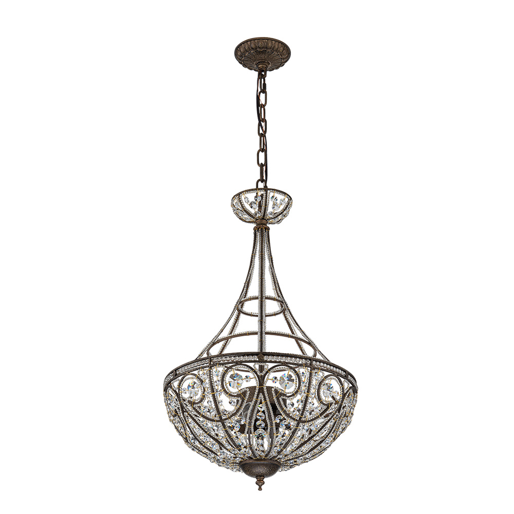 Modern Elizabeth Style 4-Light Antique Bronze Empire Chandelier Crystal Beads Pendant Lighting for Lobby Dining Room Living Room