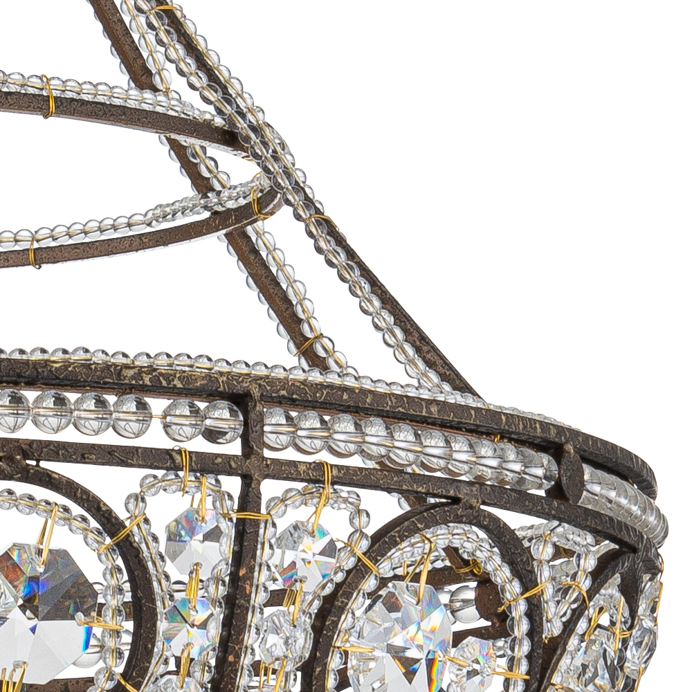 Modern Elizabeth Style 4-Light Antique Bronze Empire Chandelier Crystal Beads Pendant Lighting for Lobby Dining Room Living Room