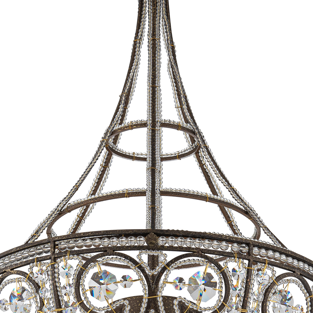 Modern Elizabeth Style 4-Light Antique Bronze Empire Chandelier Crystal Beads Pendant Lighting for Lobby Dining Room Living Room