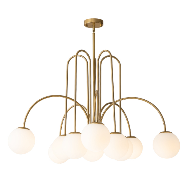 10-Light Contemporary Modern Sputnik Sphere Milky Glass Shades Chandelier for Living Room/ Dining Room/ Kitchen