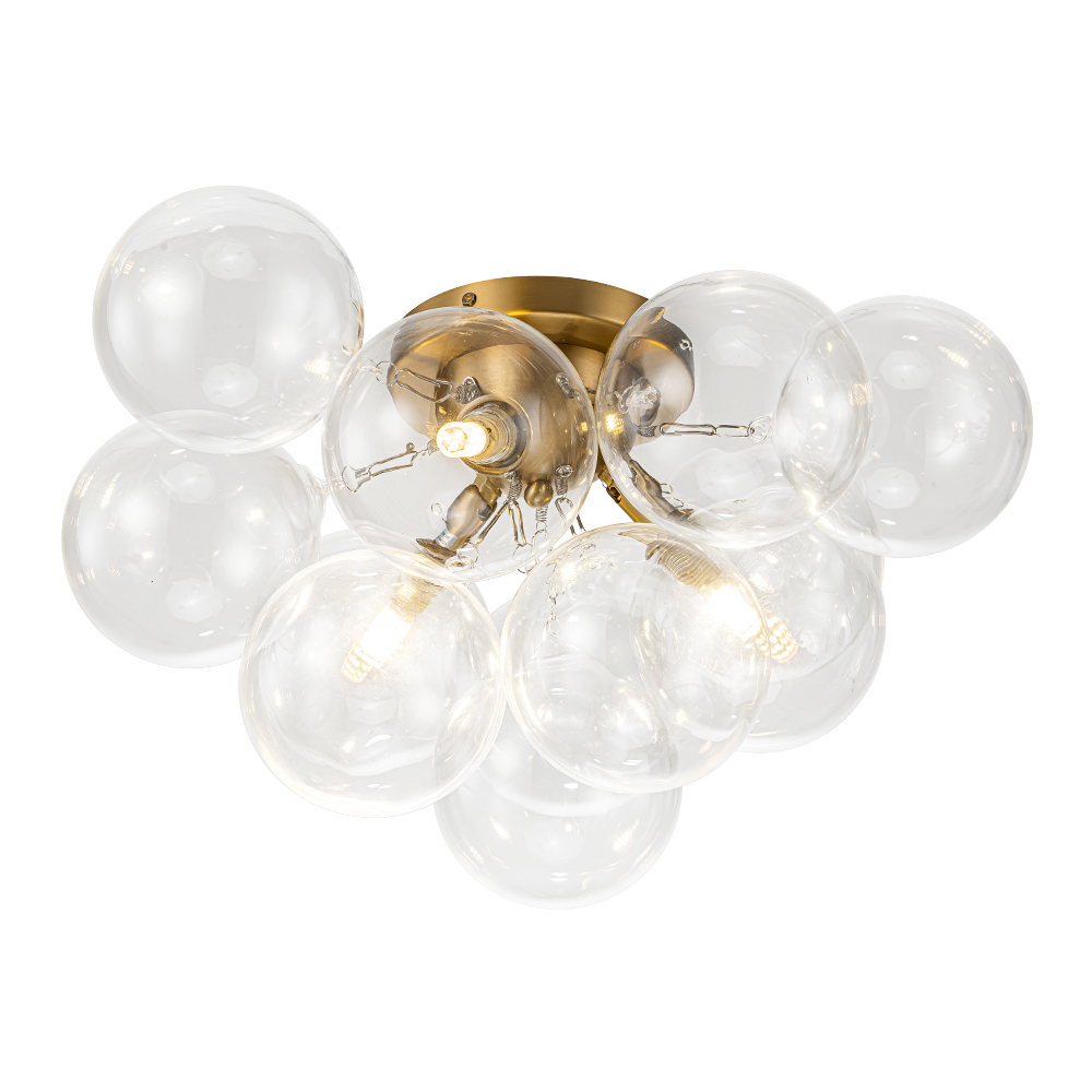 Modern Clear Glass Bubble Ceiling Chandelier Glass Cluster Semi Flush Mount for Living Room Dining Room Bedroom