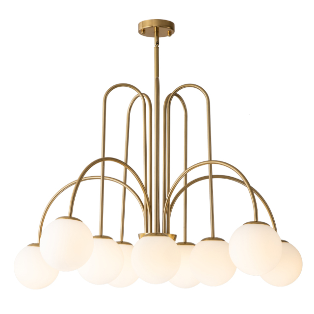 10-Light Contemporary Modern Sputnik Sphere Milky Glass Shades Chandelier for Living Room/ Dining Room/ Kitchen