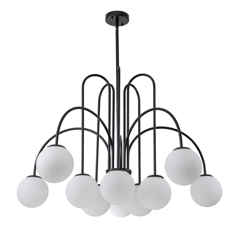 10-Light Contemporary Modern Sputnik Sphere Milky Glass Shades Chandelier for Living Room/ Dining Room/ Kitchen